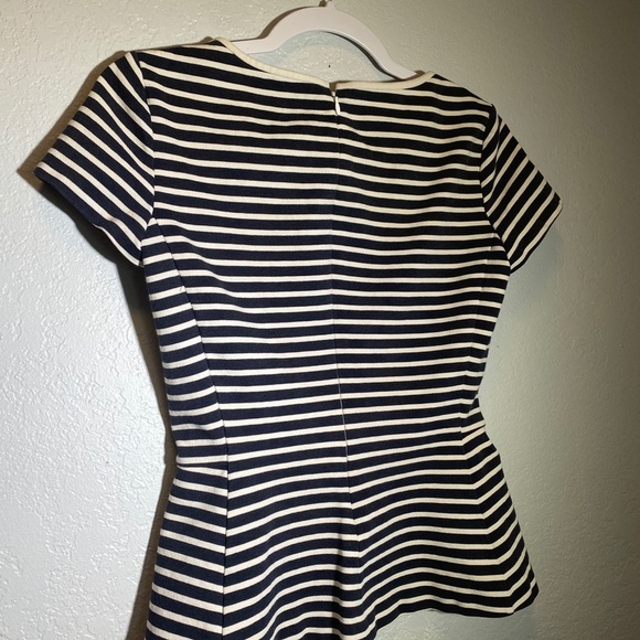Theory Peplum Blouse Blue white Stripes  sz 0 - Picture 2 of 7
